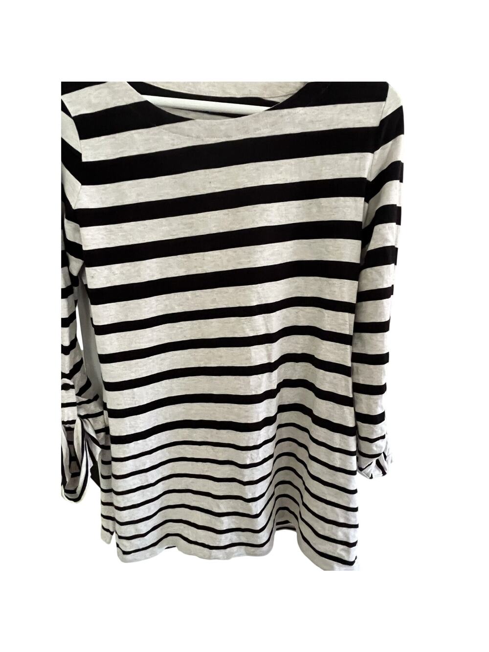 Coldwater Creek Womens TShirt 10-12 Top Cotton Boat Neck Preppy Nautical Coastal